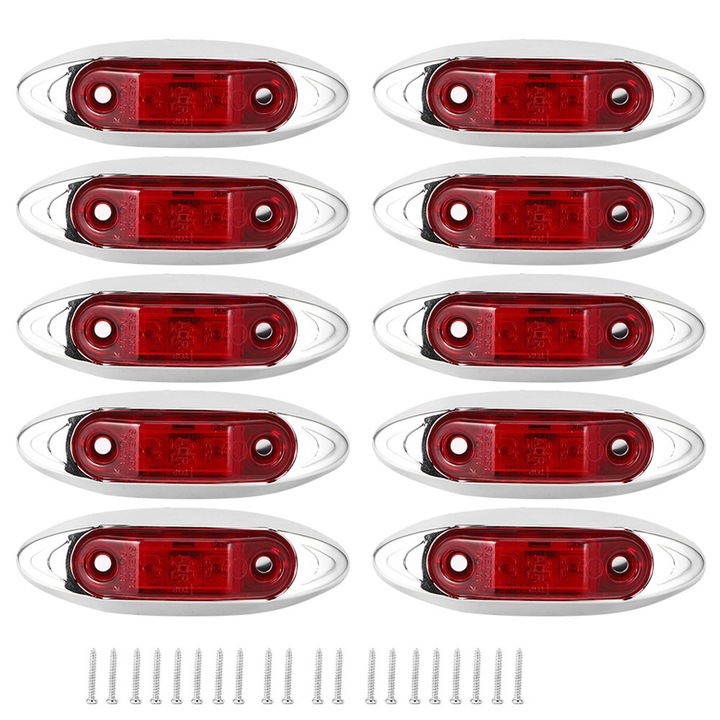 10 darab oldalsó lámpa szett 3 LED-del, Jormftte, vízálló, porálló, piros, 12V