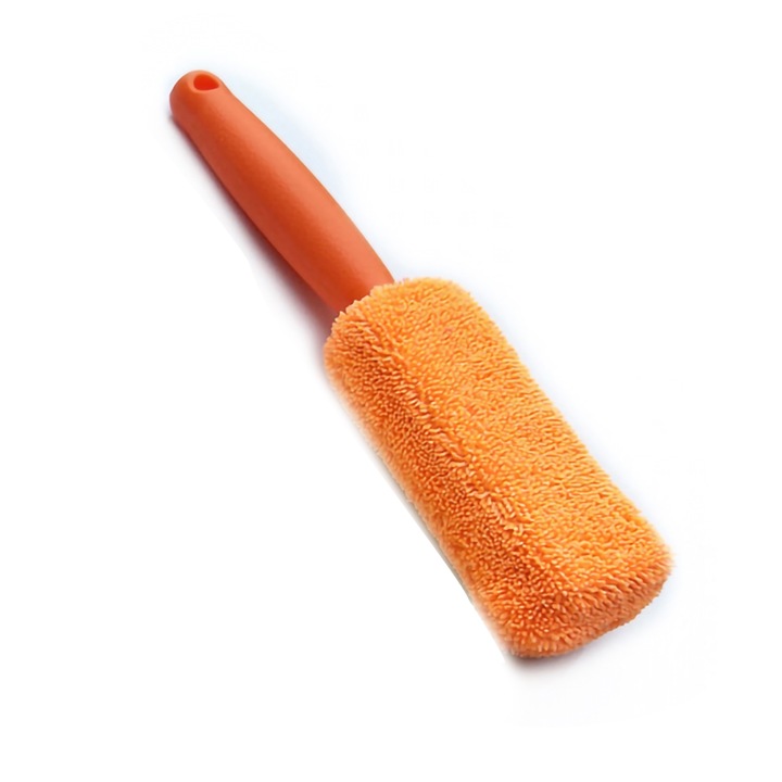 Jormftte autókerék tisztítókefe, mikroszálas, hosszú nyél, rugalmas, narancssárga