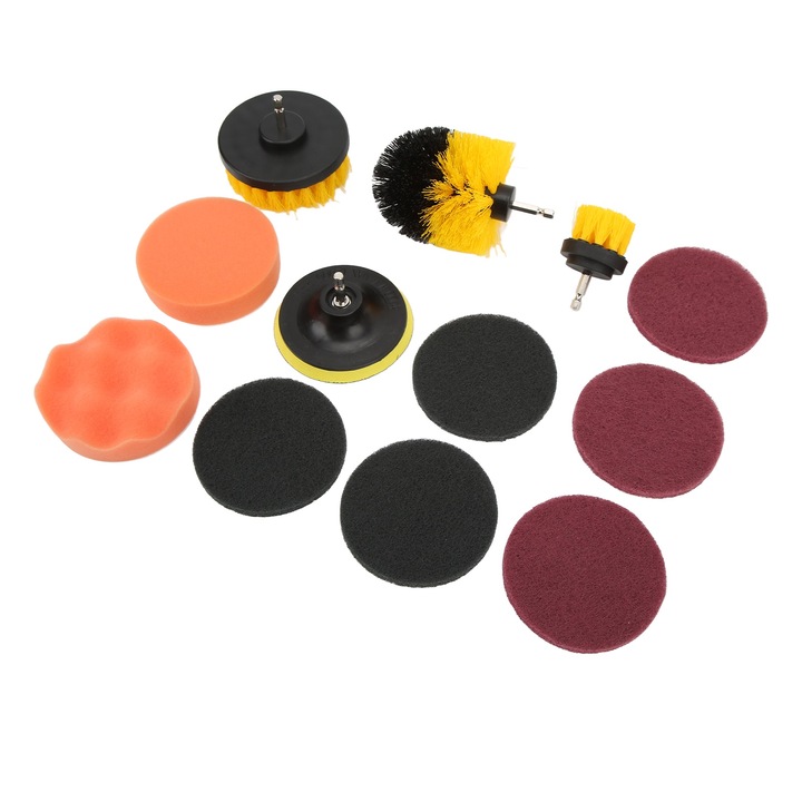 12 darabos tisztítókefe készlet fúrógéphez, Jormftte, különböző méretek, univerzális használat, autókhoz, motorkerékpárokhoz, többszínű