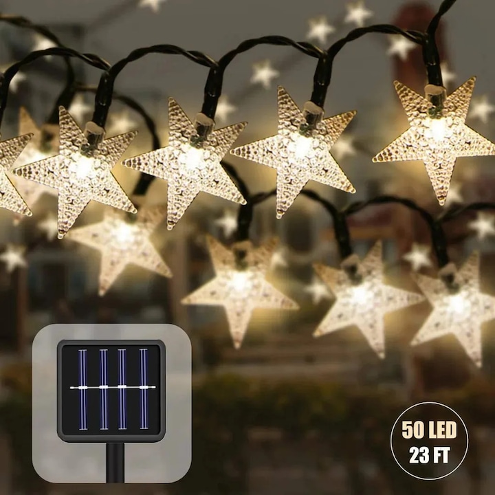 Соларни лампи, 23 фута, 50 LED, градинска декорация