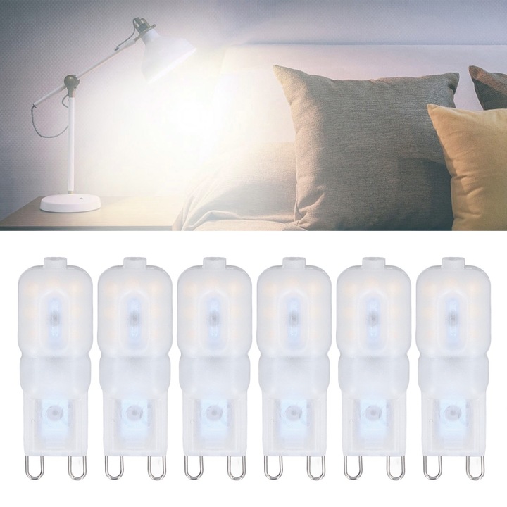 6 db-os, szabályozható fényerejű G9 LED izzókészlet, 3 W-os, természetes fehér, 5 x 1,6 cm
