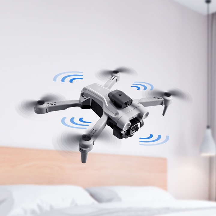 Drón Quadcopter, longziming, 4K, akadályelkerülés, szürke, 20x15x5.5cm