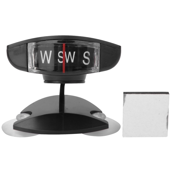 Автомобилен компас, longziming, компактен, лесен за носене, черен, 7.5x6x4 см