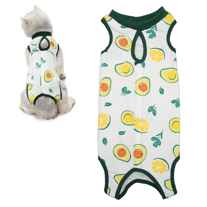 Macska műtét utáni overál, longziming, M, pamut, többszínű