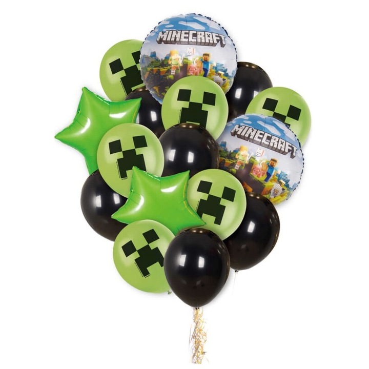 Set 16 baloane folie si latex Minecraft
