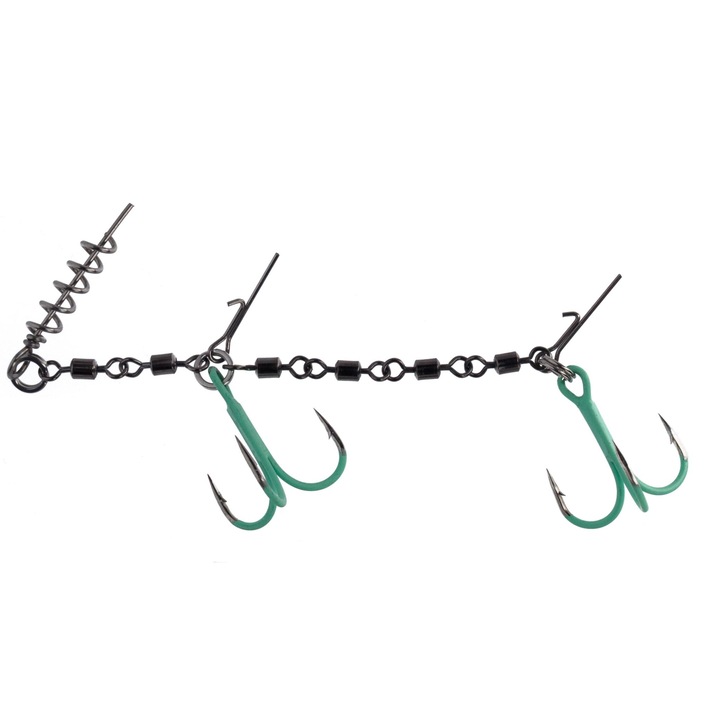 Dozbrojka Mikado Jaws Double Evo Stinger Fluo XL, 35kg, coturi nr 2/0, 1 bucata
