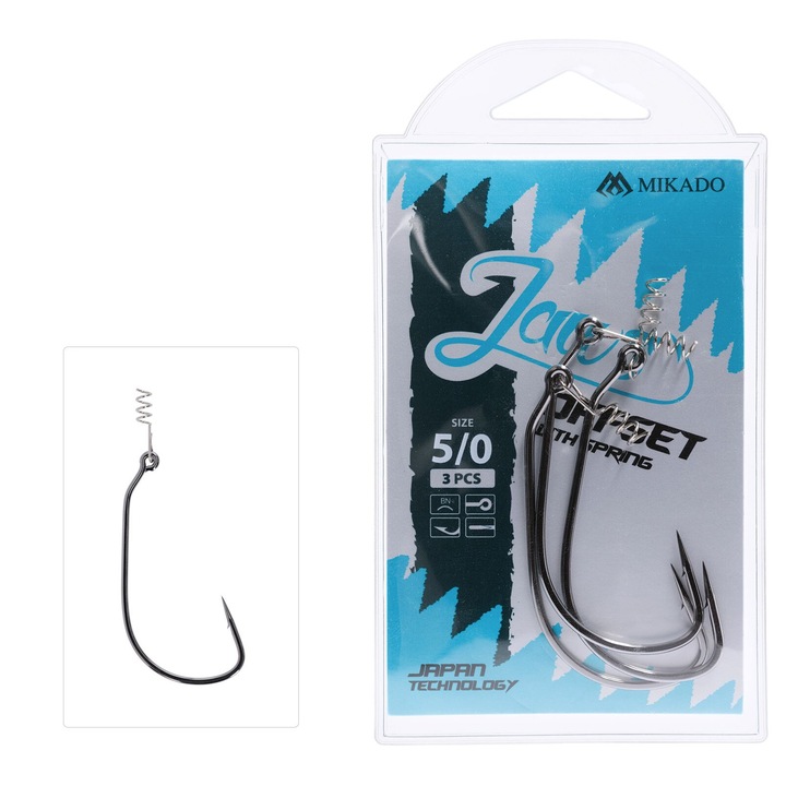 Carlig de pescuit Mikado, Jaws Offset nr 5/0, set 3 bucati, rezistent, ascutit