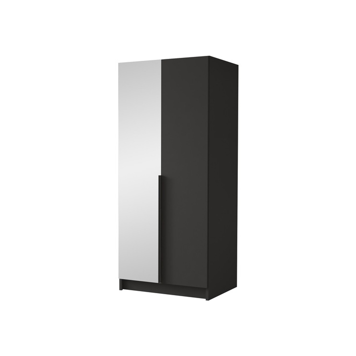 Dulap Smugo II cu oglinda, MIRJAN24, negru, 58x100x215 cm
