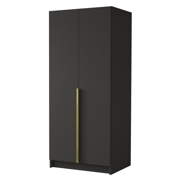 Dulap Smugo I, MIRJAN24, negru + auriu, 58x100x215 cm