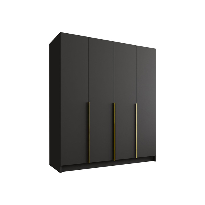 Dulap Sozilo I, MIRJAN24, negru + auriu, 58x200x215 cm