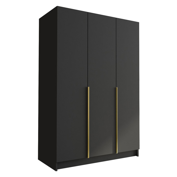 Dulap Mirpat I, MIRJAN24, negru + auriu, 58x150x215 cm