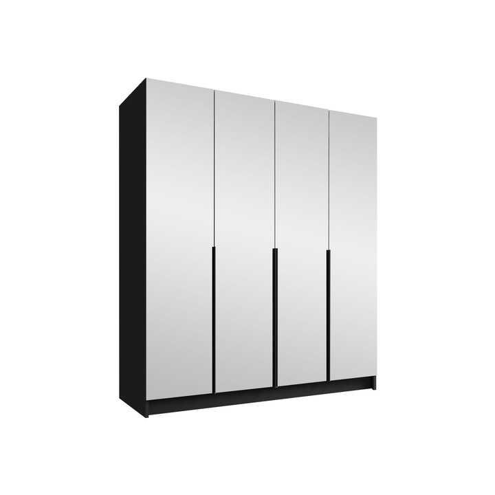Dulap Sozilo III cu oglinda, MIRJAN24, negru, 58x200x215 cm