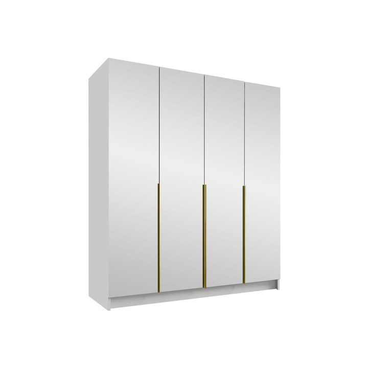 Dulap Sozilo III cu oglinda, MIRJAN24, alb + auriu, 58x200x215 cm