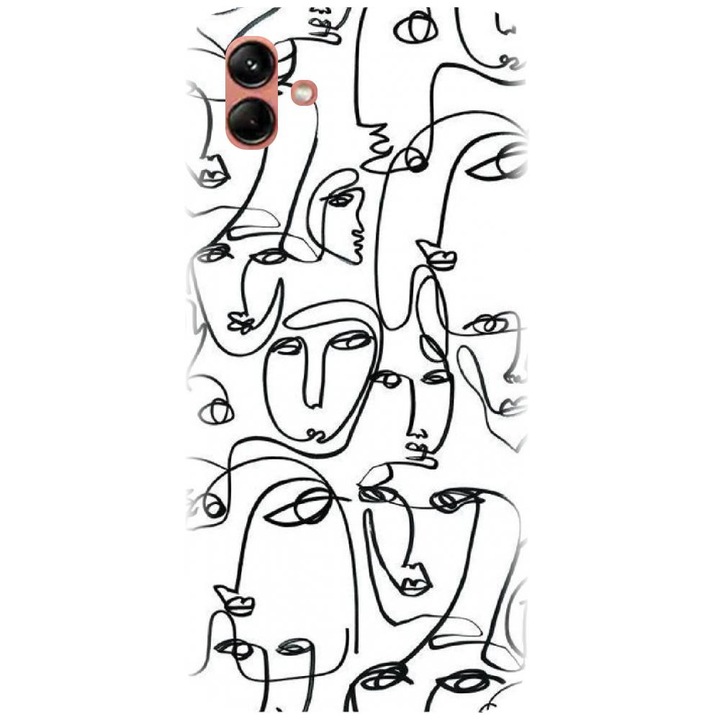 Husa din silicon compatibila cu Samsung Galaxy F04 - model Line Art Faces
