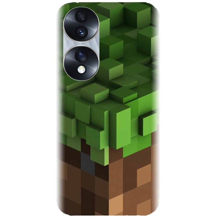 Husa din silicon compatibila cu Honor 70 Pro - model Minecraft