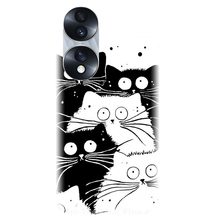 Husa din silicon compatibila cu Honor 70 Pro - model Oo Cats