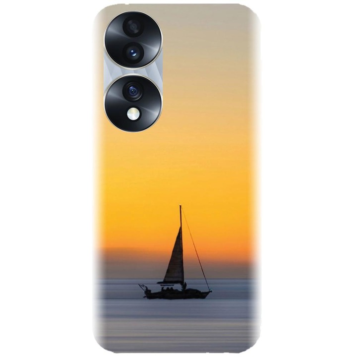 Husa din silicon compatibila cu Honor 70 Pro - model Wind Sail Boat Ocean Sunset