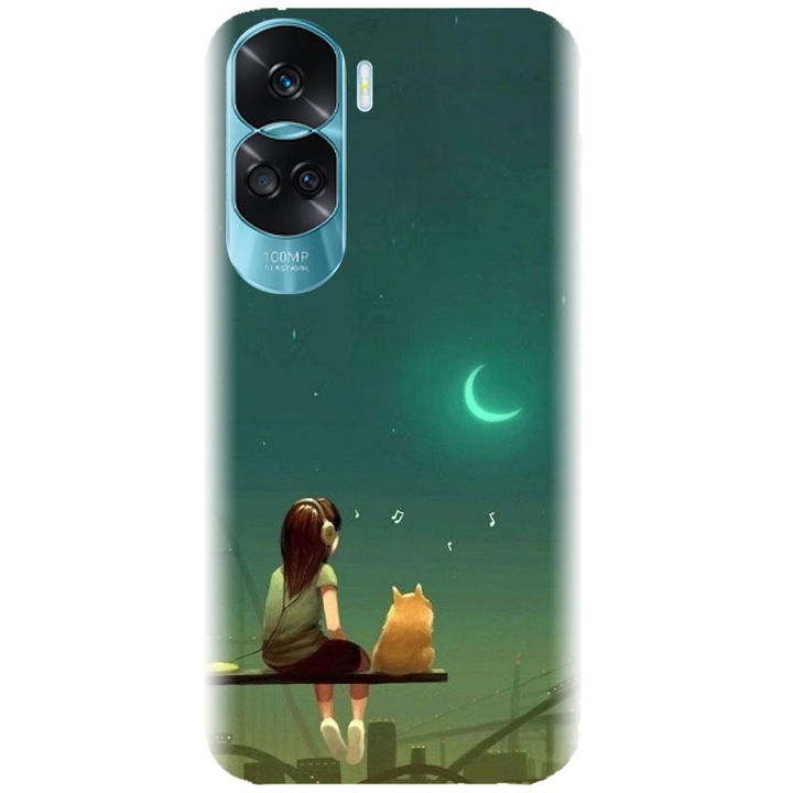 Силиконов кейс съвместим с Honor 90 Lite 4g / 5g / x50i - модел Cat And Girl