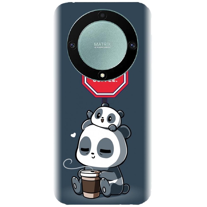 Силиконов кейс, съвместим с Honor X9A - модел Panda Coffee