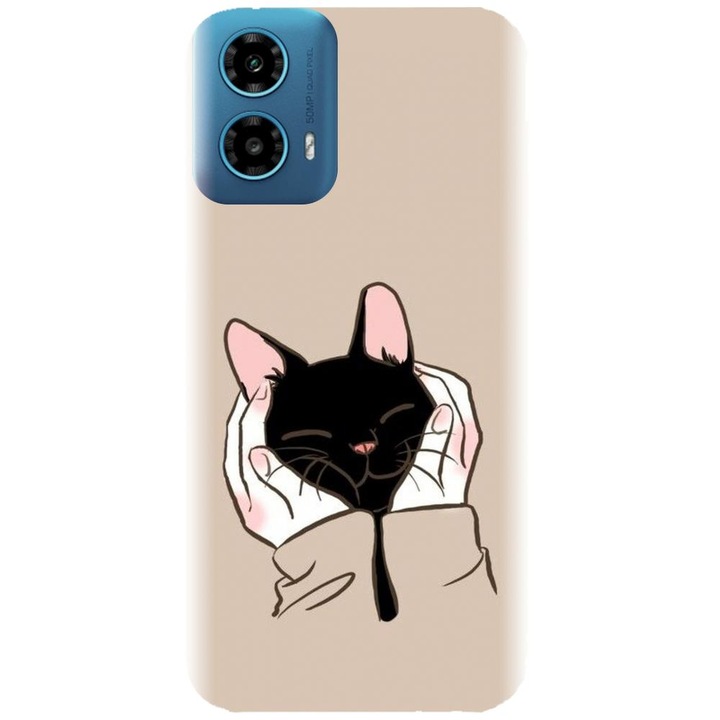 Husa din silicon compatibila cu Motorola Moto G34 5G - model Th Black Cat In Hands