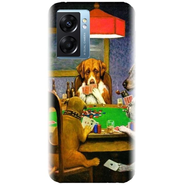 Husa din silicon compatibila cu Realme V23 5g - model Dogs Playing Poker