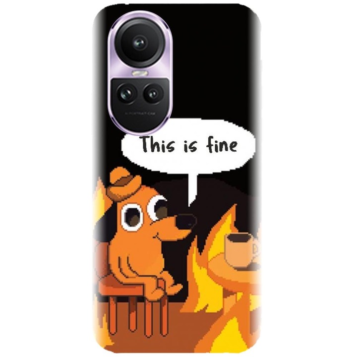 Husa din silicon compatibila cu Oppo Reno 10 Pro - model Pixel Art This Is Fine