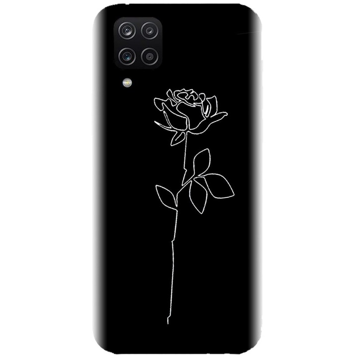 Husa din silicon compatibila cu Samsung Galaxy A12 / A12 Nacho - model Black Rose