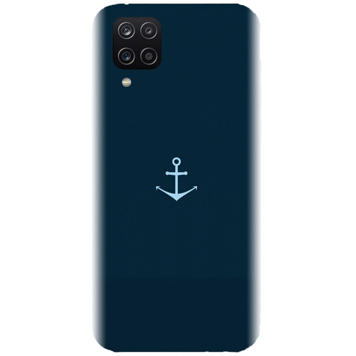 Husa din silicon compatibila cu Samsung Galaxy A12 / A12 Nacho - model Blue Navy Anchor Illustration