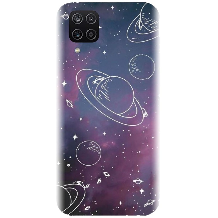 Husa din silicon compatibila cu Samsung Galaxy A12 / A12 Nacho - model Cosmic Drawn Map