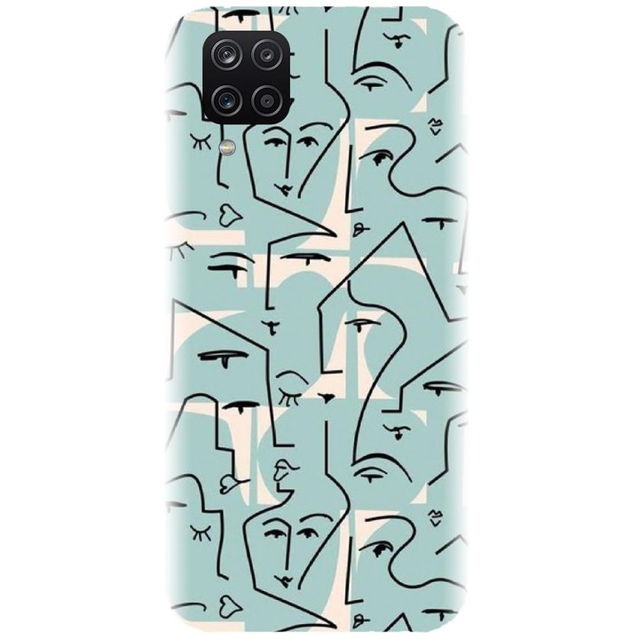 Husa din silicon compatibila cu Samsung Galaxy A12 / A12 Nacho - model Line Art Pattern