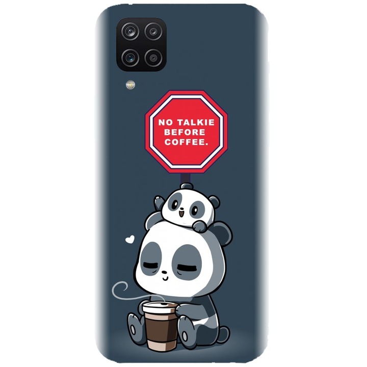 Husa din silicon compatibila cu Samsung Galaxy A12 / A12 Nacho - model Panda Coffe