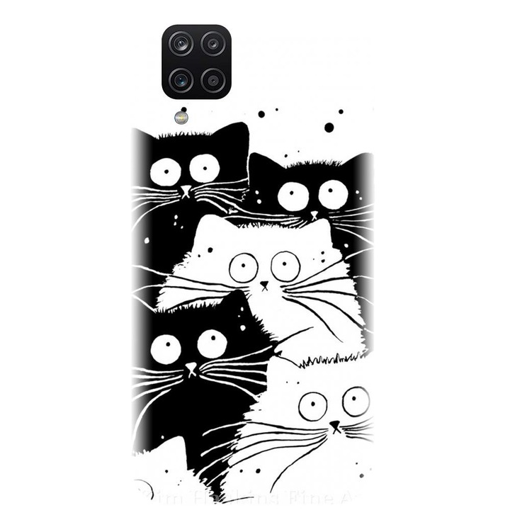 Husa din silicon compatibila cu Samsung Galaxy A12 / A12 Nacho - model Oo Cats