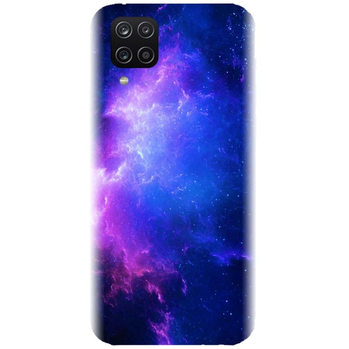 Husa din silicon compatibila cu Samsung Galaxy A12 / A12 Nacho - model Purple Space Nebula