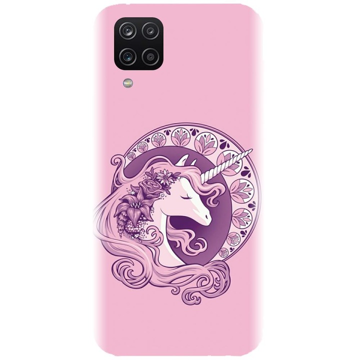 Husa din silicon compatibila cu Samsung Galaxy A12 / A12 Nacho - model Purple Unicorn