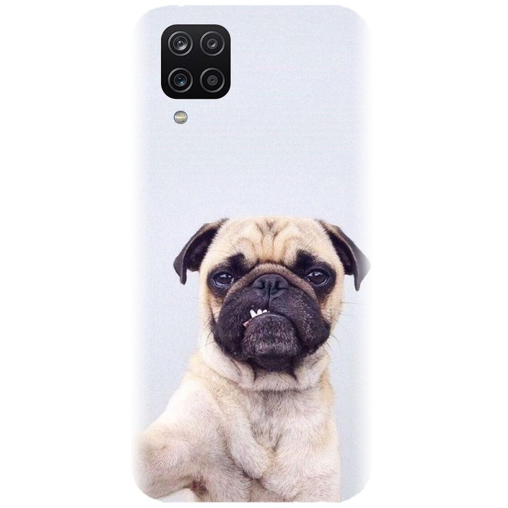 Husa din silicon compatibila cu Samsung Galaxy A12 / A12 Nacho - model Simple Pug Selfie