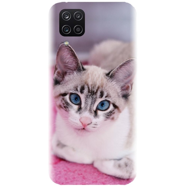Husa din silicon compatibila cu Samsung Galaxy A12 / A12 Nacho - model Siamese Kitty