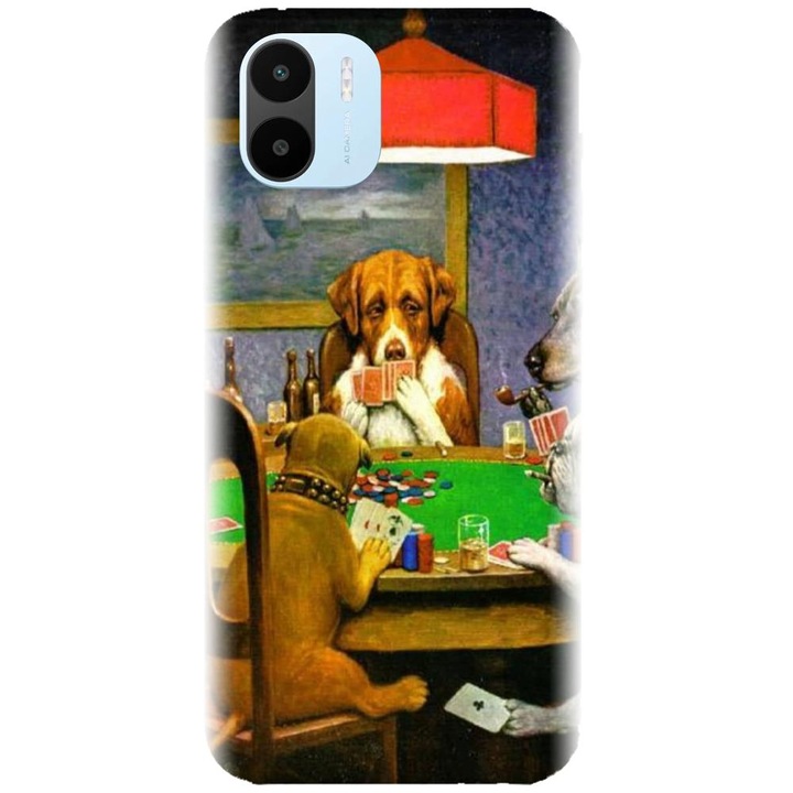 Силиконов калъф, съвместим с модел Xiaomi Redmi A1 - Dogs Playing Poker