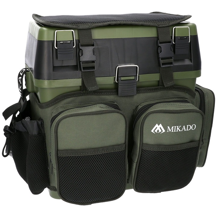 Mikado - Pokrowiec pentru cutie de pescuit UABM-317, verde, set 1 bucata, cu buzunare laterale