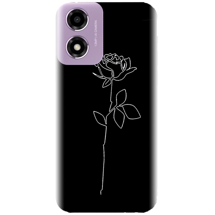 Husa din silicon compatibila cu Motorola Moto E14 - model Black Rose