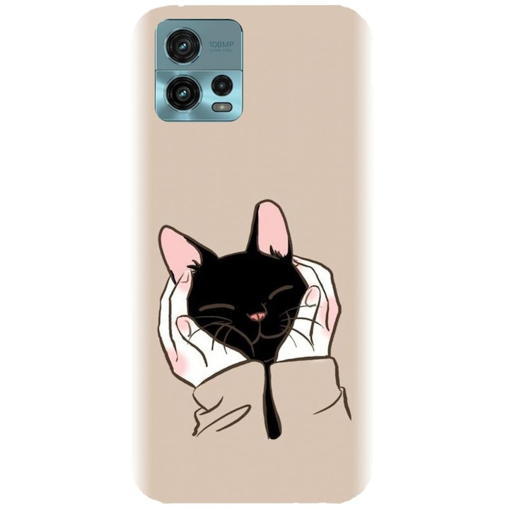 Husa din silicon compatibila cu Motorola Moto G72 - model Th Black Cat In Hands