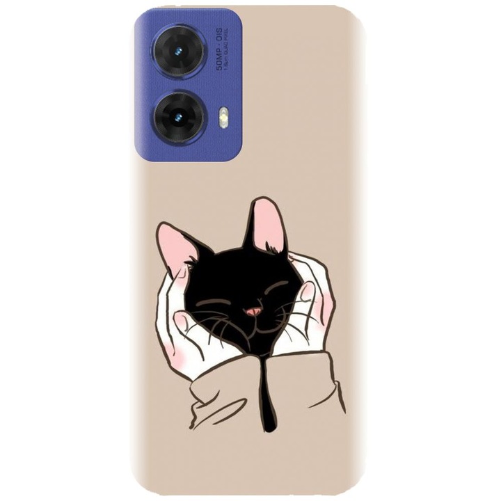 Husa din silicon compatibila cu Motorola Moto G85 - model Th Black Cat In Hands