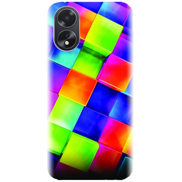 Husa din silicon compatibila cu Oppo A18 - model 3D Geometric Colorfull