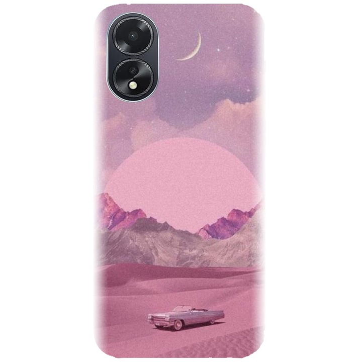 Husa din silicon compatibila cu Oppo A18 - model Collage Pink