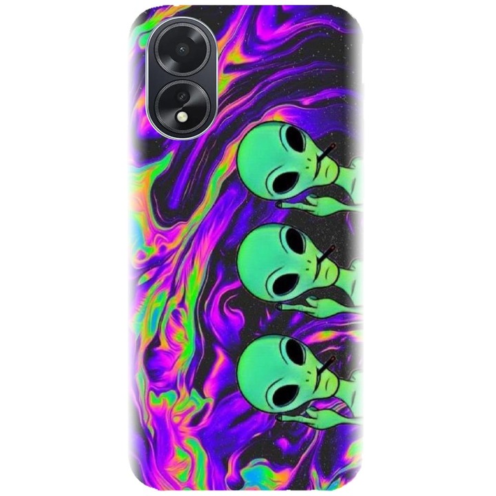 Husa din silicon compatibila cu Oppo A18 - model Trippy Aliens