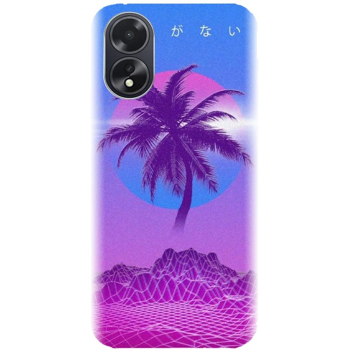 Husa din silicon compatibila cu Oppo A18 - model Vaporwave Palm