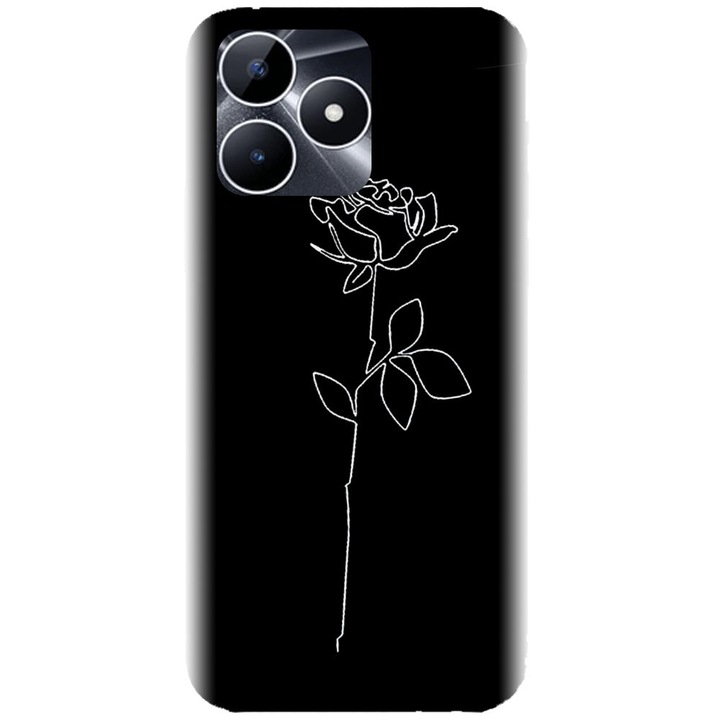 Силиконов калъф, съвместим с Realme Note 50 - модел Black Rose
