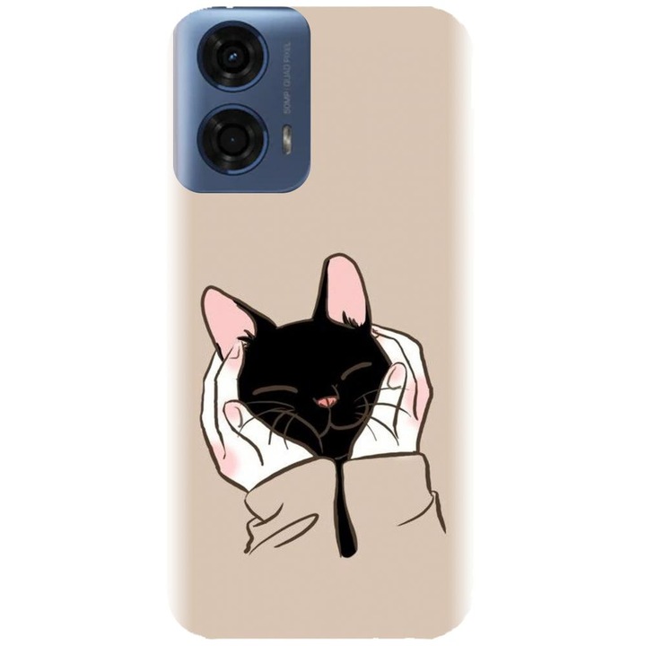Husa din silicon compatibila cu Motorola Moto G24 Power - model Th Black Cat In Hands