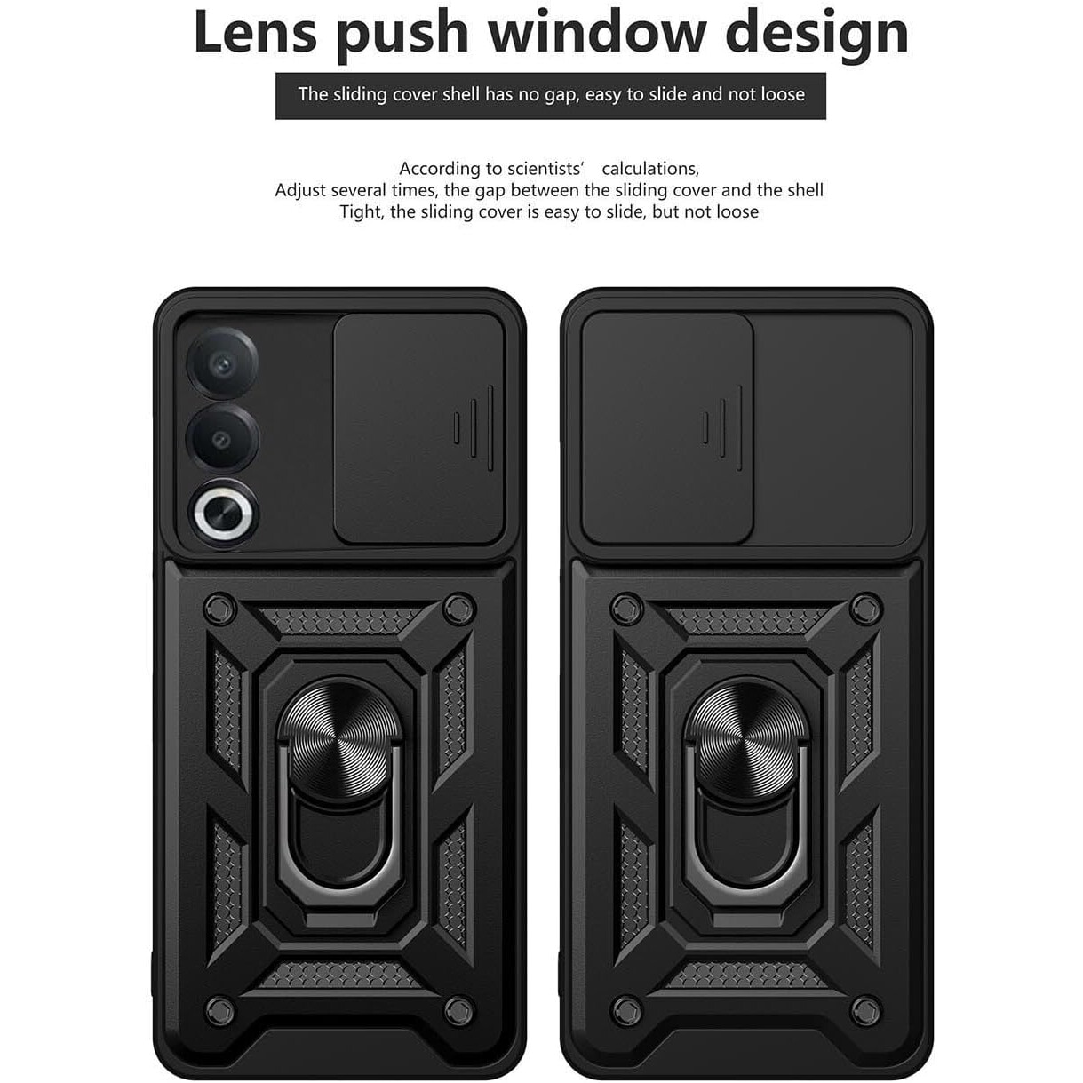 Husa pentru Oppo A80 Ring Armor Kickstand Tough Rugged Cover cu protectie camera negru