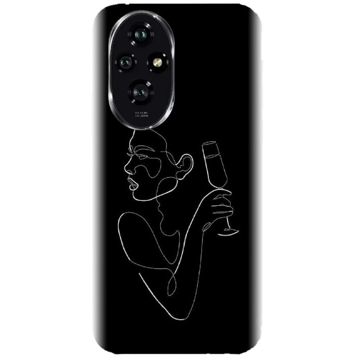 Husa din silicon compatibila cu Honor 200 - model Line Art Champagne