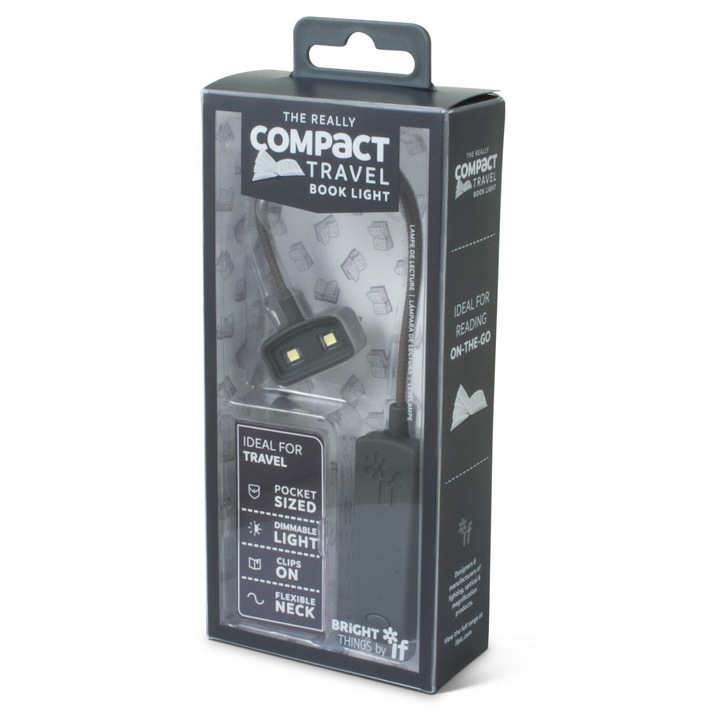 Lampa de citit compacta, IF, gri, 3 nivele de intensitate, 75x35x180mm